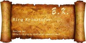 Birg Krisztofer névjegykártya